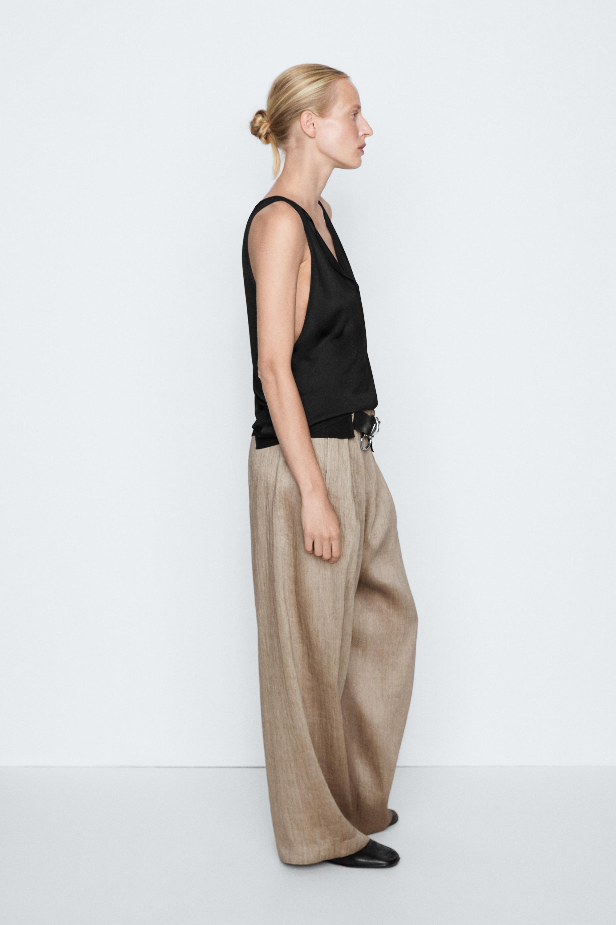 Satin pleated pants with elastic detail - STUDIO